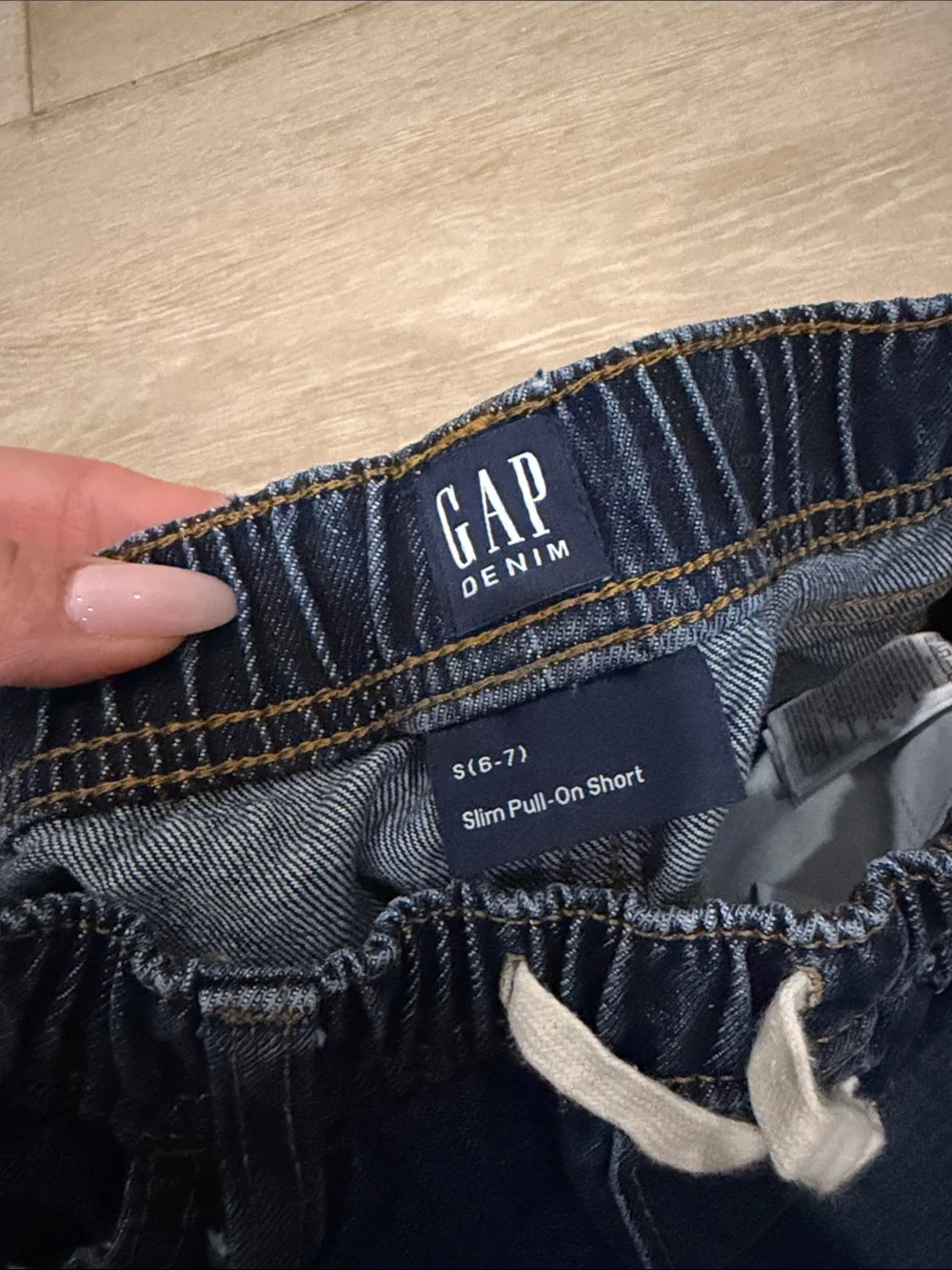 GAP Kids Dark Blue Denim Shorts with White Drawstring